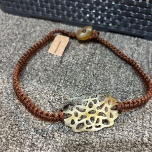 HSN Brown MACRAME & NATURAL Beauties HORN choker necklace Boho new NWT 2